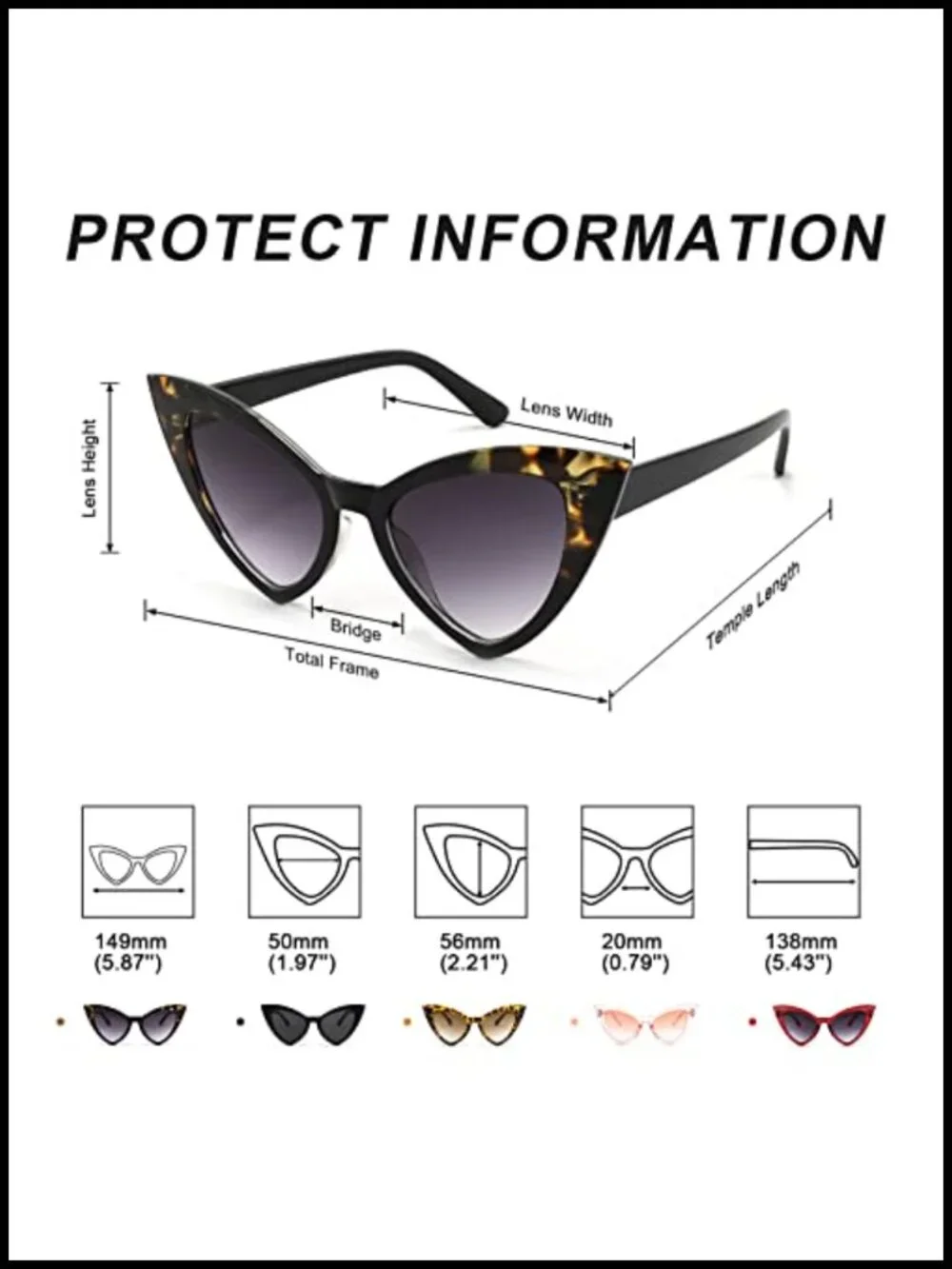 Retro Cat Eye Sunglasses UV400 Protection Polarized Plastic Frame Accessory